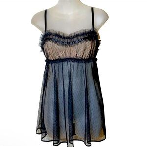 🖤 Victoria’s Secret Vintage Sheer Ruffled Bodice Teddy Sexy Lingerie Nightie